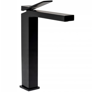 Baterie lavoar REA DUET BLACK HIGH, Montaj pe blat, inaltime 28 cm, finisaj Negru Mat - Img 1