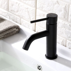 Baterie lavoar REA LUNGO BLACK Low, Montaj pe blat, inaltime 16.5cm, finisaj Negru Mat - Img 7