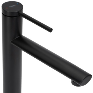 Baterie Lavoar REA OVAL BLACK HIGH, Montaj Pe Blat, Capat Fix, Monocomanda, Inaltime 27 Cm, Culoare Negru, Finisaj Mat - Img 3