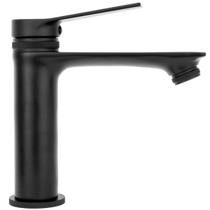 Baterie Lavoar REA VIRAL BLACK LOW, Montaj Pe Blat, Capat Fix, Monocomanda, Inaltime 18 Cm, Negru - Img 5