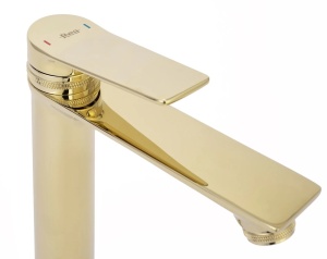 Baterie Lavoar REA VIRAL GOLD LOW, Montaj Pe Blat, Capat Fix, Monocomanda, Inaltime 18 Cm, Auriu - Img 4