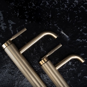 Baterie pentru baie REA Argon Low, Design Elegant, Culoare Gold Brush - Img 2
