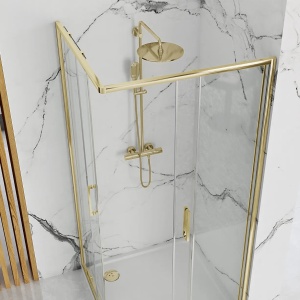 Cabin de du?? Rea Punto, Dimensiune 80x100cm, Culoare Gold - Img 5