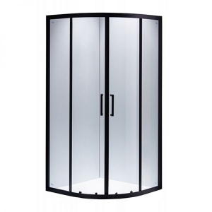 Cabina de dus BS01A ,Semirotunda, Usi Glisante, Design Modern 80x80cm, Culoare Negru