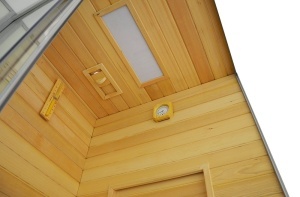 Cabina de dus cu hidromasaj si functie de sauna cu abur, sauna uscata 180 x 110 x 223 cm alb/lemn - Img 4