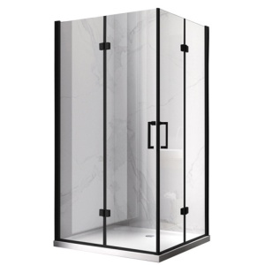 Cabina de dus dreptunghiulara cu usi duble rama neagra KZ12D-BL 120 x 80 cm
