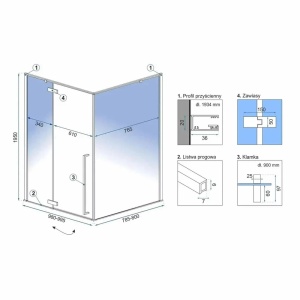 Cabina de dus Fargo, Dimensiune 100x80cm, Culoare Gold - Img 3