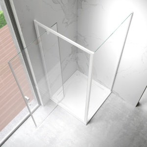 Cabina de dus KZ04C, Patrata, Dimensiune 90x90cm, Design Modern, Culoare Alb - Img 4