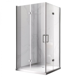 Cabina De Dus KZ12B Cu Usi Pliate , Dimensiune 100x80cm, Culoare Crom