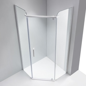 Cabina de dus KZ91A Pentagonala, Design Modern 80x80cm, Culoare Alb - Img 4