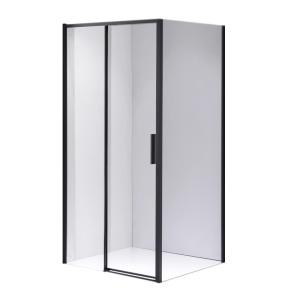 Cabina de dus NOVA Super slim, Dimensiune 90x80cm, Sticla securizata 6mm, Culoare Negru