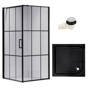 Cabina de dus patrata cu cadita de dus inclusa BS13A/SXL02A 80 x 80 cm negre