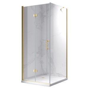 Cabina de dus patrata din sticla securizata cu rame aurii KZ20D 100 x 100 cm