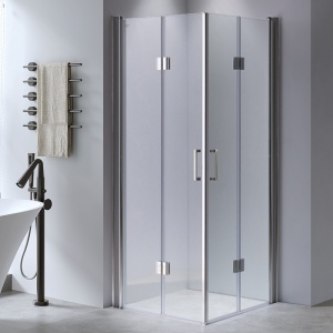 Cabina de dus Patrata KZ1290B, Dimensiune 90x90cm, Culoare Crom+Cada de dus alba ST02B - Img 2