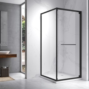 Cabina de dus Patrata KZ16B, Dimensiune 90x90cm, Culoare Negru - Img 2