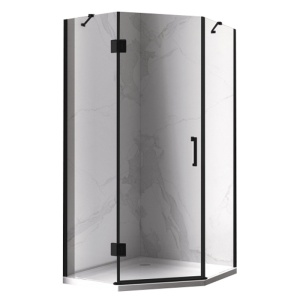 Cabina de dus pentagonala KZ10A neagra 80x80 cm