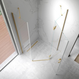 Cabina de dus Pentagonala KZ10C, Dimensiune 100x100cm , Culoare Gold - Img 5
