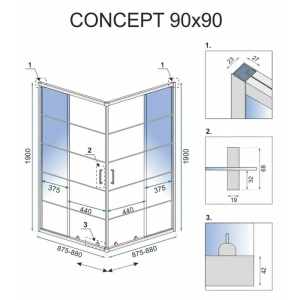 Cabina de dus Rea Concept Black 90x90 cm - Img 4