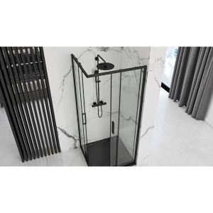 Cabina de dus Rea Punto negru, Dimensiune 80x80cm - Img 3