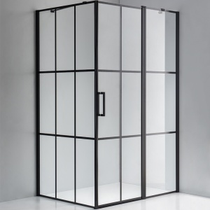 Cabina de dus rectangulara cu rame negre si sticla securizata 6 mm BS02C 120 x 80 cm - Img 2
