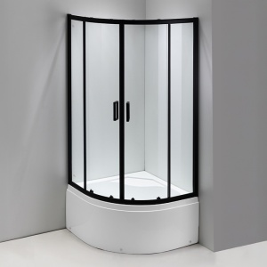Cabina de dus semicirculara cu rame negre si cadita inalta alba Maja 90 x 90 cm - Img 6