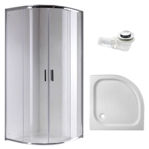 Cabina de dus semicirculara din sticla securizata cu cadita de dus slim antiderapanta KZ94A-SXL01A 80 x 80 cm