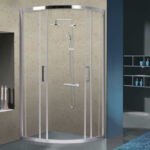 Cabina de dus semicirculata din sticla securizata 6 mm cu rame cromate si cadita neagra KZ101A-SXL01A 80 x 80 cm - Img 6