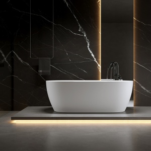 Cada de baie Cesana 518A 150x75cm, Culoare Alb, Deversor Negru - Img 5