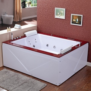 Cada de baie DIABLO 666 Cu Hidromasaj 180x150cm, Culoare Alb/Rosu - Img 2
