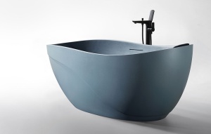 Cada De Baie Freestanding, Desing Modern 170x80x71cm, Strat Abraziv, Culoare Albastru Gri - Img 3