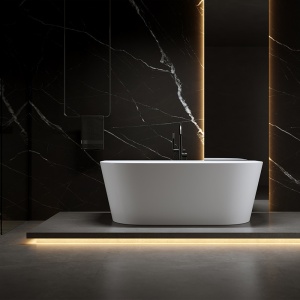 Cada de baie LENA 527C, Dimensiune 160x75cm, Culoare Alb, Deversor Negru - Img 6