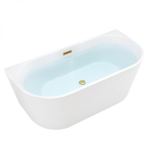 Cada de baie LENA 527D, Dimensiune 170x75cm, Culoare Alb, Deversor Auriu Periat