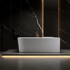 Cada de baie MERA 509C/Dreapta, Dimensiune 160x75cm, Culoare Alb, Devesor Auriu - Img 4