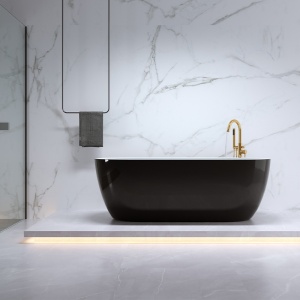 Cada de baie Porto 503B 170x75cm, Culoare Negru ,Deversor Auriu - Img 5