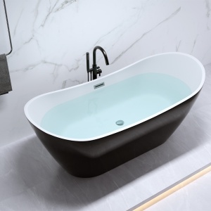 Cada de baie Rica 513B 160x75cm, Culoare Negru ,Deversor Cromat - Img 2