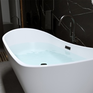 Cada de baie Rica 513C 170x75cm, Culoare Alb , Deversor Negru - Img 2
