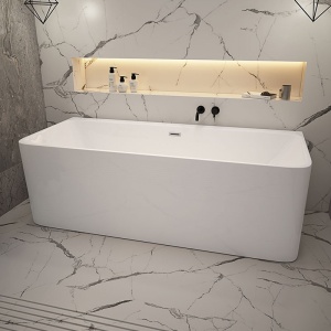 Cada de baie SOFIA 515C, Dimensiune 160x75cm, Culoare Alb, Deversor Crom - Img 9