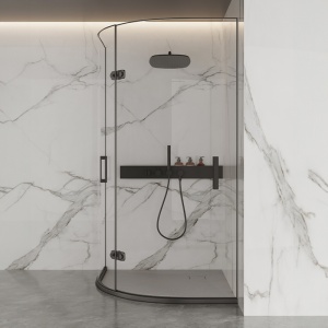 Cadita de dus ALBA semirotunda, Dimensiune 90x90cm, Culoare Gri - Img 10