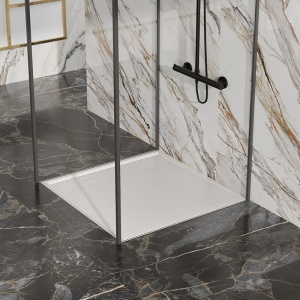Cadita de dus DEKO Slim, Structura de piatra 100x100cm, Culoare Alb - Img 3