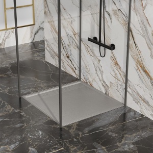Cadita de dus DEKO Slim, Structura de piatra 80x80cm, Culoare Gri - Img 3
