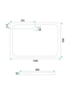 Cadita de dus dreptunghiulara slim din acril Belmond White 100 x 80 cm alba - Img 5