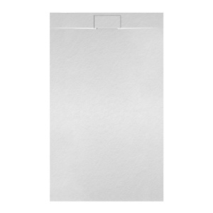 Cadita de dus dreptunghiulara slim finisaj piatra Miko 100x90 cm alba - Img 1