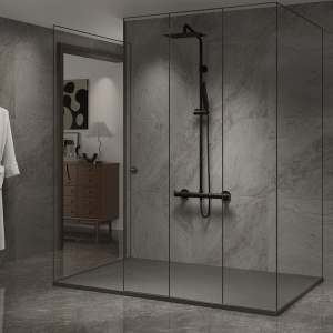 Cadita de dus dreptunghiulara slim finisaj piatra RIKO 120x90 cm gri - Img 2