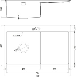 Chiuveta bucatarie Exar, otel inoxidabil, scurgator pe partea stanga, dimensiuni 78x48cm - Img 4