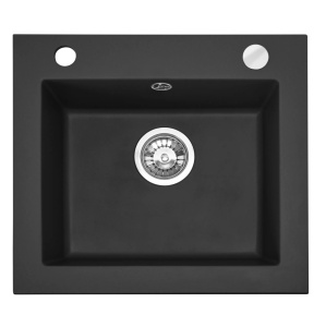 Chiuveta Bucatarie REA GRANIT WEST BLACK, Dimensiuni 44 x 48.5 x 17 cm, 1 Cuva, Incastrabila, Negru