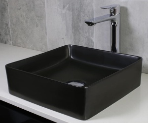 Chiuveta De Blat PRO OSLO, 36x36x 13 Cm, Montaj Pe Blat, Design Deosebit, Forma Dreptunghiulara, Ceramica Sanitara, Negru Mat - Img 6