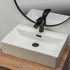 Chiuveta de blat REA BONITA, Dimensiuni 51x 36x 13cm, Forma Dreptunghiulara, Ceramica sanitara, gaura baterie, Alb - Img 3