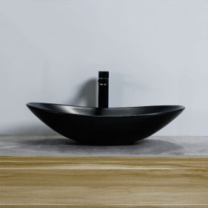 Chiuveta de blat REA ROYAL Black, Dimensiuni 61.5 x 37 x 14.5 cm, Forma Ovala, Ceramica sanitara, Negru Mat - Img 3