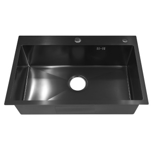Chiuveta de bucatarie Alor BL cu o singura cuva, otel negru, cu gaura de baterie, dimensiune 68x45 cm - Img 3