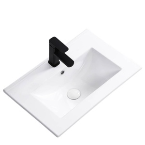 Chiuveta incastrata PRO LACUS, Dimensiuni 61 cm x 40 x 12 cm, Ceramica Sanitara, gaura baterie, Alb